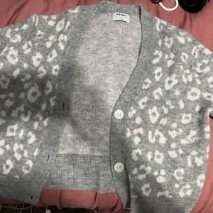Grey Cheetah Cropped Cardigan